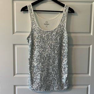 Old Navy Sequin Tank, L, white with silver sequins.